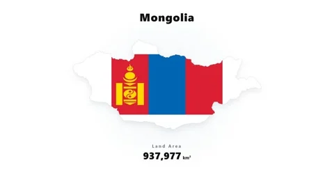 Torn paper reveal shows Mongolia map silhouette filled with red blue and gold Stock Footage 345634433