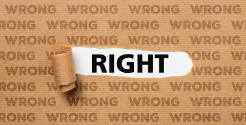 Torn Paper - Right or Wrong Stock Photos