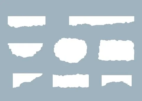 Torn paper, rip sheet, scrap white set. Vector Stock Illustration
