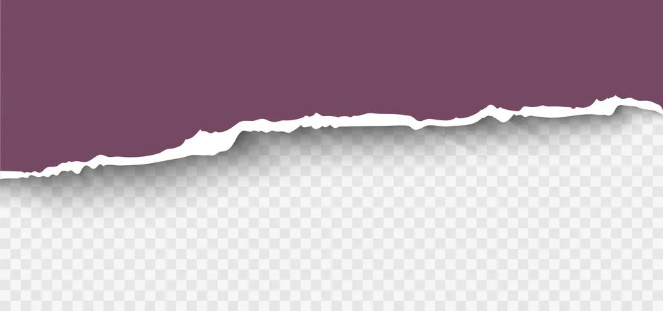 Torn paper with ripped edges and soft shadow isolated on transparent background Stock Illustration