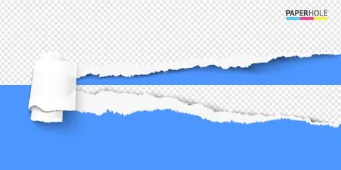 Torn paper scroll and rip hole bright concept. Vector illustration Stock Illustration