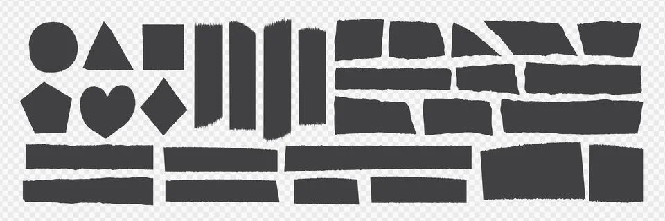 Torn paper shape vector illustration. Collage sticker piece, shred strip, cut Stock Illustration