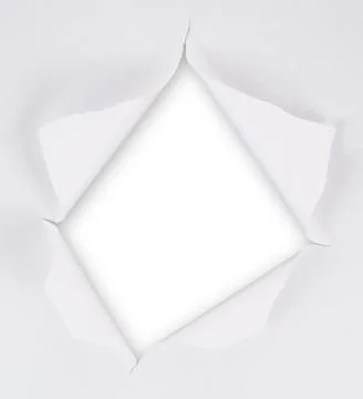 Torn paper sheet with an empty gap hole Foto stock
