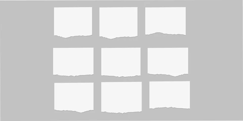 Torn Paper Sheets Blank Note Pages Mockup Vector Stock Illustration