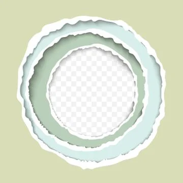 Torn paper sheets rough circular borders realistic illustration Stock Illustration