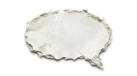 Torn paper speech bubble isolated on white background for creative design c.. Stock Photos