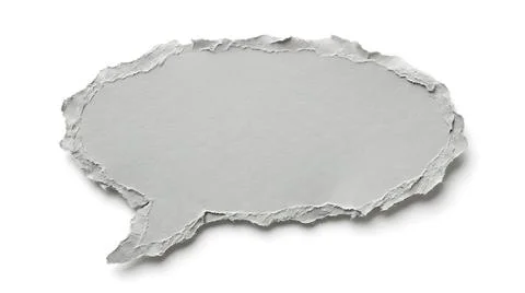 Torn paper speech bubble isolated on white background for creative design c.. Stock Photos