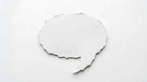Torn paper speech bubble shape on white background for creative design and .. Stock Photos