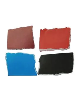 Torn paper squares in red blue black and pink on black background Stock Illustration