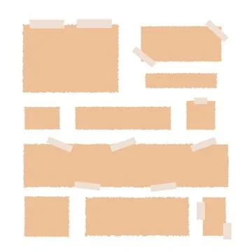 Torn paper sticky notes set simple hand drawn flat style vector illustration Stock Illustration