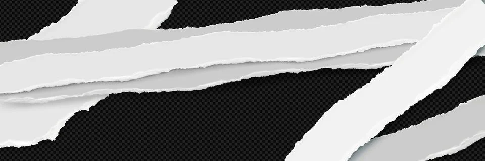 Torn paper strip edge, rip white page piece vector Illustrazione stock
