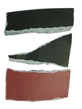 Torn paper strips in gray black and red on black background Stock Illustration
