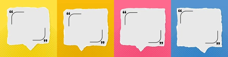 Torn paper, text bubble or quotes frame, design element for social media. Stock Illustration