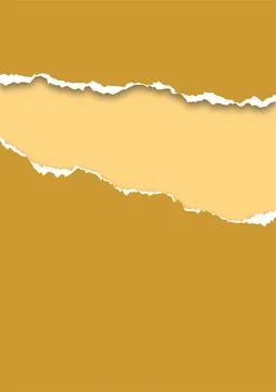 Torn Paper Texture Background – Mustard Yellow Ripped Layer Design Stock Illustration
