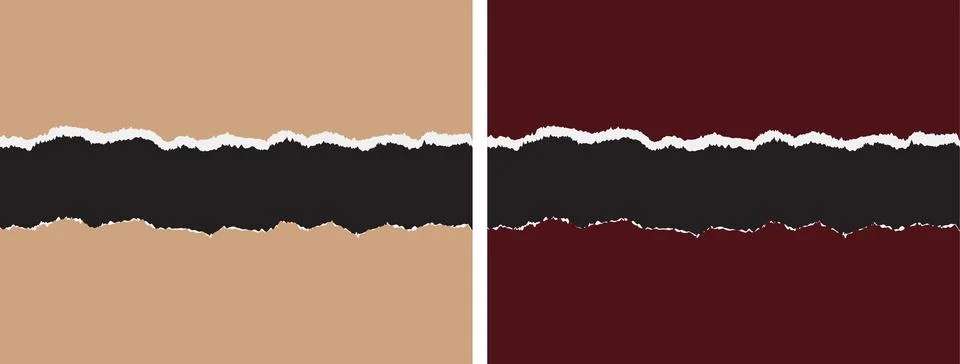 Torn paper vector background in brown and maroon color for notes, presentat.. Illustrazione stock