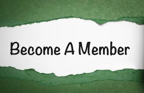 Torn paper on white background with text BECOME A MEMBER Stock Photos