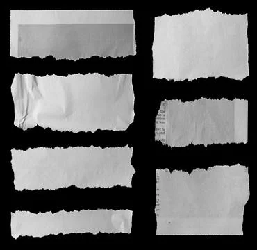 Torn papers on black Foto stock