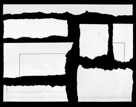 Torn papers on black Stock Photos