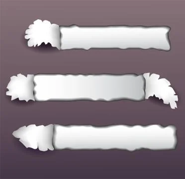 Torn papers on violet background. Stock Illustration