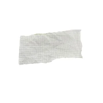 Torn Piece of Graph Paper with Grid Texture on White Background Stock Photos