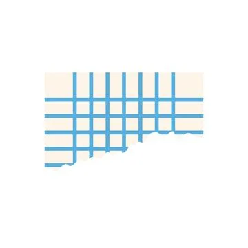Torn piece of grid paper with blue lines on beige background Stock Illustration
