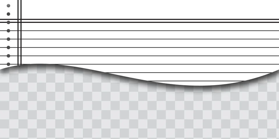 Torn piece of lined notebook paper with a vertical margin line Иллюстрация