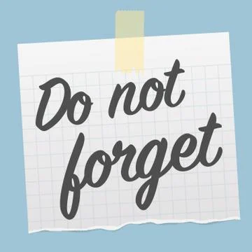 Torn piece of note paper, memo with text DO NOT FORGET 스톡 일러스트