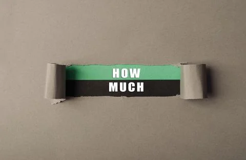 Torn piece of paper with the words How much written on it Stock Illustration