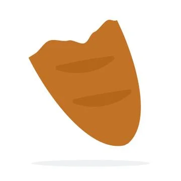 A torn piece of rye bread flat isolated Illustrazione stock