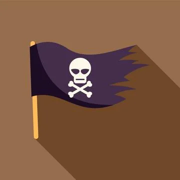 Torn pirate flag waving in the wind with skull and crossbones symbol 스톡 일러스트