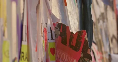 Torn Poster Close-up on the Wall. Stock Footage 159829313