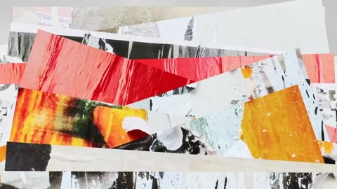 Torn posters background stop motion animation Stock Footage 318892088