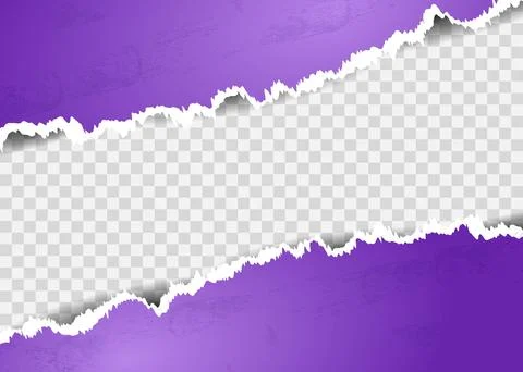 Torn purple diagonal paper strips on a square background for text Stock Illustration