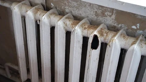 Torn radiator with a hole in the middle Stock Footage 207769702