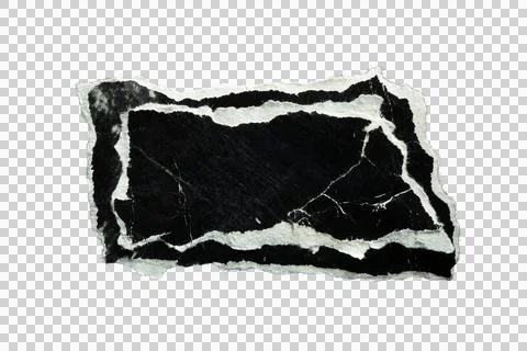 A torn rectangular black paper textbox frame with a ripped edge 스톡 사진