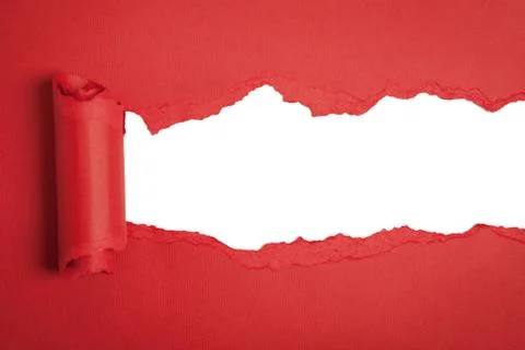 Torn red paper with space for text with white background Stock Photos