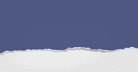 Torn, ripped blue paper with soft shadow is on squared background for text or ad Stock Illustration