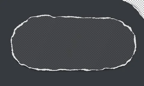 Torn, ripped dark squared paper strip with soft shadow is on black background Stock Illustration