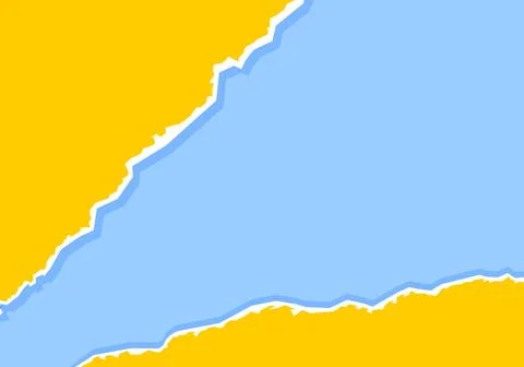 Torn ripped paper edge with copy space, color blue and yellow background Stock Illustration