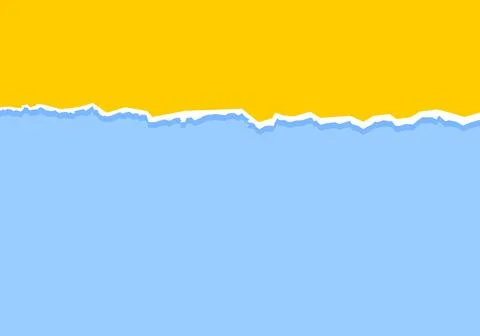 Torn ripped paper edge with copy space, color blue and yellow background Illustrazione stock