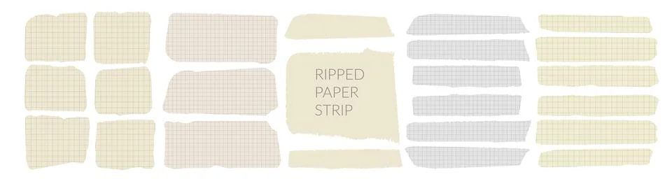 Torn ripped paper rectangle shape vector illustration. Cutout collage piece Stock Illustration