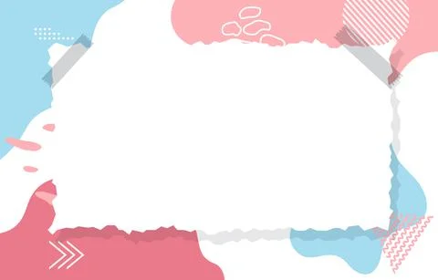 Torn Ripped Paper Sticked on Abstract Memphis Background Illustrazione stock