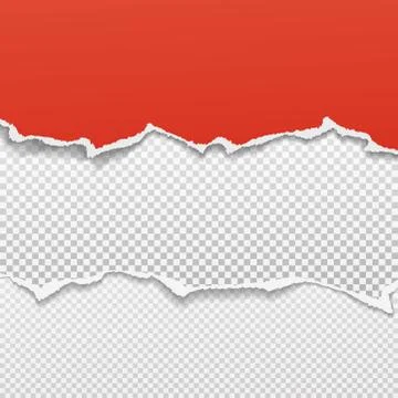 Torn, ripped piece of horizontal white and red squared paper with soft shadow Stock Illustration
