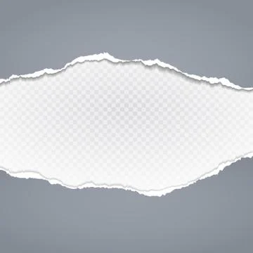Torn, ripped pieces of horizontal blue paper with soft shadow are on white Stock Illustration