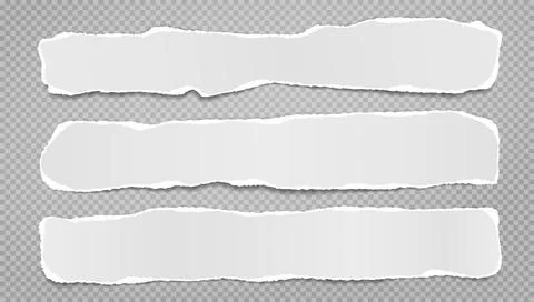 Torn, ripped pieces of horizontal blue and white paper with soft shadow are on Stock Illustration