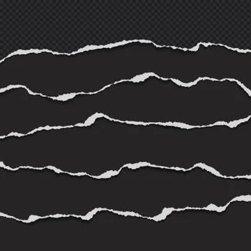 Torn, ripped pieces of squared and white paper with soft shadow are on black Stock Illustration