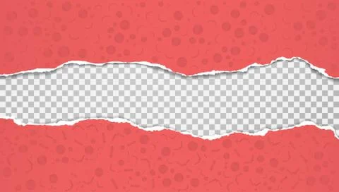 Torn, ripped red paper with pattern of different shapes and soft shadow are on Stock Illustration