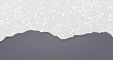 Torn, ripped white paper with pattern of different shapes and soft shadow are on Stock Illustration