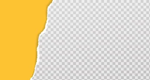 Torn, ripped white squared paper strip with soft shadow is on yellow background Stock Illustration