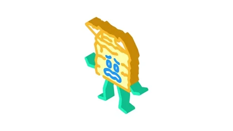 Torn sad cardboard box character isometric icon animation Stock Footage 327290589